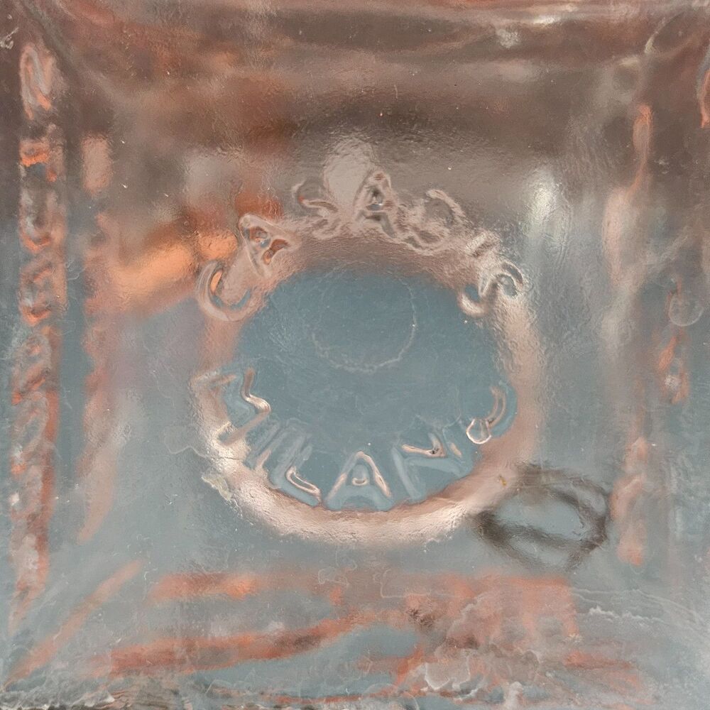 2 Vintage Pink Glass FARM'S PRODUCTS Slant Top Canisters Mason Jars Italy READ - Picture 6 of 6